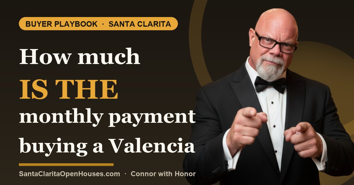 How much is the monthly payment buying a Valencia CA home between 900k to 950k